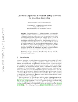 Question Dependent Recurrent Entity Network for Question Answering