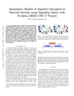 Quantitative Models of Imperfect Deception in Network Security using
  Signaling Games with Evidence