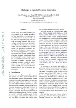 Challenges in Data-to-Document Generation