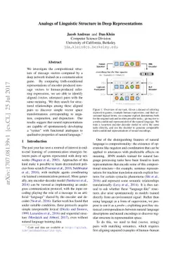 Analogs of Linguistic Structure in Deep Representations