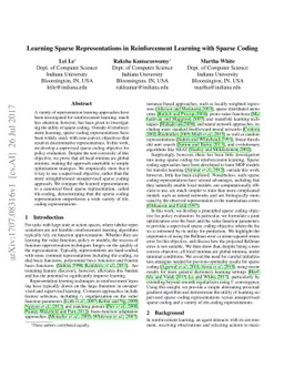 Learning Sparse Representations in Reinforcement Learning with Sparse
  Coding