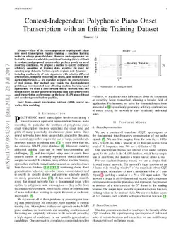 Context-Independent Polyphonic Piano Onset Transcription with an
  Infinite Training Dataset