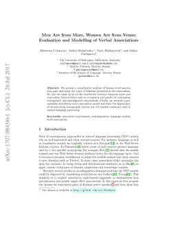Men Are from Mars, Women Are from Venus: Evaluation and Modelling of
  Verbal Associations