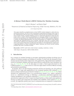 A Robust Multi-Batch L-BFGS Method for Machine Learning