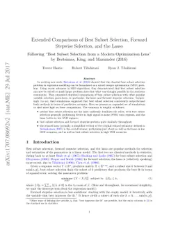 Extended Comparisons of Best Subset Selection, Forward Stepwise
  Selection, and the Lasso