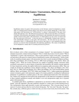 Self-confirming Games: Unawareness, Discovery, and Equilibrium
