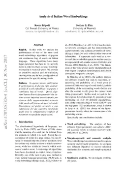 Analysis of Italian Word Embeddings