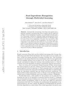 Food Ingredients Recognition through Multi-label Learning