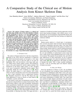 A Comparative Study of the Clinical use of Motion Analysis from Kinect
  Skeleton Data