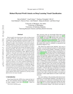Robust Physical-World Attacks on Deep Learning Models