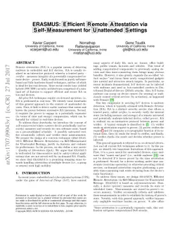 ERASMUS: Efficient Remote Attestation via Self- Measurement for
  Unattended Settings