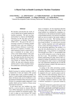 A Shared Task on Bandit Learning for Machine Translation