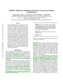 MEMEN: Multi-layer Embedding with Memory Networks for Machine
  Comprehension