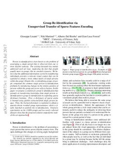 Group Re-Identification via Unsupervised Transfer of Sparse Features
  Encoding
