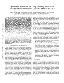 Optimized Broadcast for Deep Learning Workloads on Dense-GPU InfiniBand
  Clusters: MPI or NCCL?