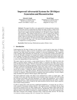 Improved Adversarial Systems for 3D Object Generation and Reconstruction