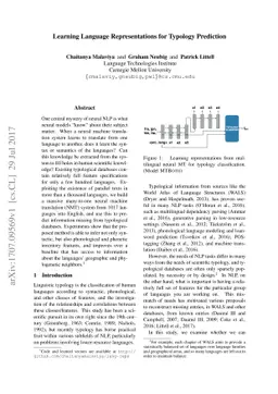 Learning Language Representations for Typology Prediction