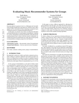 Evaluating Music Recommender Systems for Groups