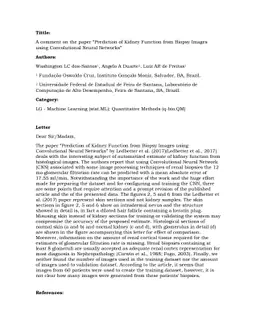 A comment on the paper Prediction of Kidney Function from Biopsy Images
  using Convolutional Neural Networks