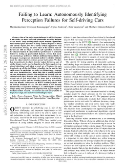 Failing to Learn: Autonomously Identifying Perception Failures for
  Self-driving Cars