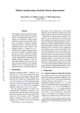 Efficient Attention using a Fixed-Size Memory Representation