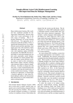 Sample-efficient Actor-Critic Reinforcement Learning with Supervised
  Data for Dialogue Management