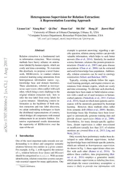Heterogeneous Supervision for Relation Extraction: A Representation
  Learning Approach
