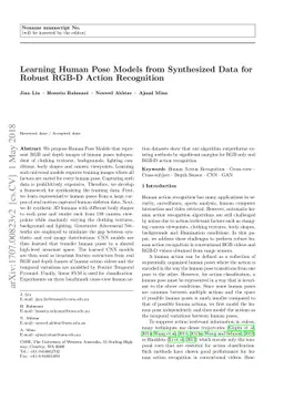 Learning Human Pose Models from Synthesized Data for Robust RGB-D Action
  Recognition
