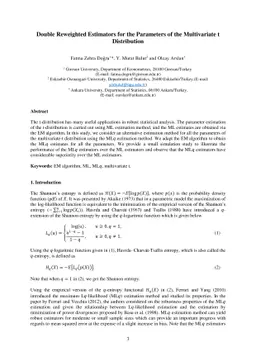 Double Reweighted Estimators for the Parameters of the Multivariate t
  Distribution