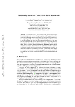 Complexity Metric for Code-Mixed Social Media Text