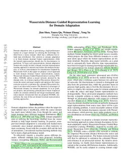 Wasserstein Distance Guided Representation Learning for Domain
  Adaptation