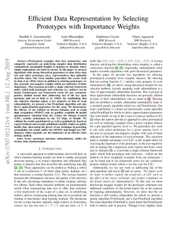 Efficient Data Representation by Selecting Prototypes with Importance
  Weights