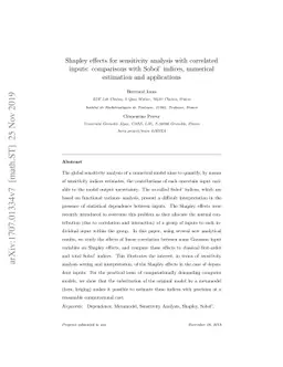 Shapley effects for sensitivity analysis with correlated inputs:
  comparisons with Sobol' indices, numerical estimation and applications
