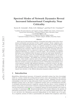 Spectral Modes of Network Dynamics Reveal Increased Informational
  Complexity Near Criticality