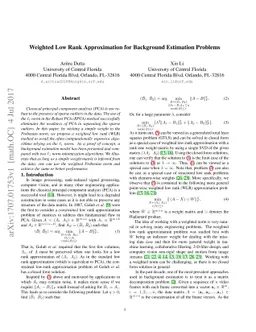 Weighted Low Rank Approximation for Background Estimation Problems