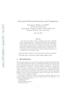 Structured Matrix Estimation and Completion