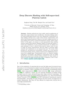 Deep Discrete Hashing with Self-supervised Pairwise Labels