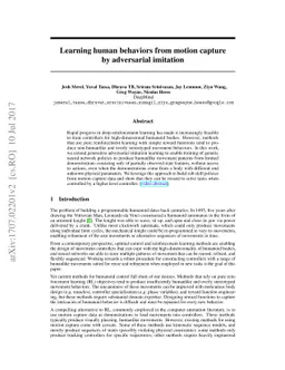Learning human behaviors from motion capture by adversarial imitation