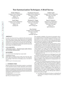 Text Summarization Techniques: A Brief Survey