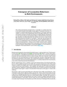 Emergence of Locomotion Behaviours in Rich Environments