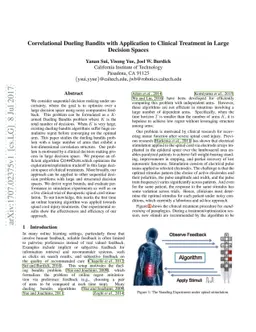 Correlational Dueling Bandits with Application to Clinical Treatment in
  Large Decision Spaces