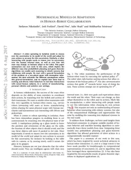 Mathematical Models of Adaptation in Human-Robot Collaboration