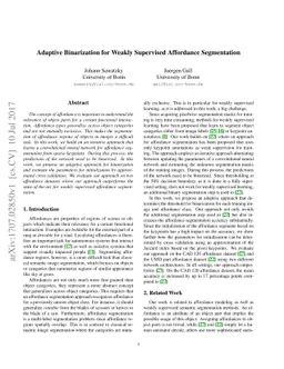 Adaptive Binarization for Weakly Supervised Affordance Segmentation