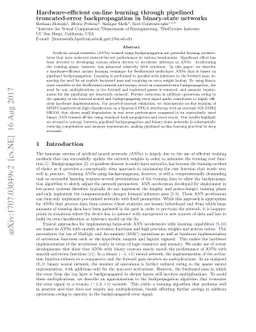 Hardware-efficient on-line learning through pipelined truncated-error
  backpropagation in binary-state networks