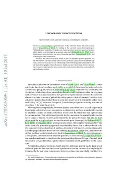 Lexicographic choice functions