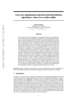 Gray-box optimization and factorized distribution algorithms: where two
  worlds collide