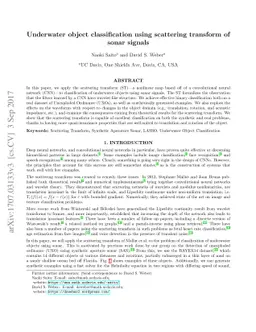 Underwater object classification using scattering transform of sonar
  signals