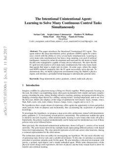 The Intentional Unintentional Agent: Learning to Solve Many Continuous
  Control Tasks Simultaneously