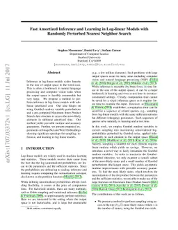 Fast Amortized Inference and Learning in Log-linear Models with Randomly
  Perturbed Nearest Neighbor Search