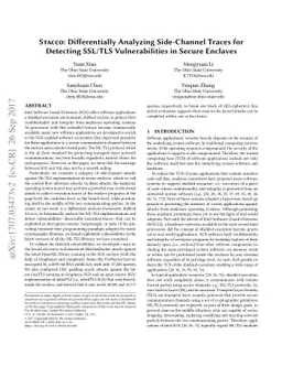 Stacco: Differentially Analyzing Side-Channel Traces for Detecting
  SSL/TLS Vulnerabilities in Secure Enclaves